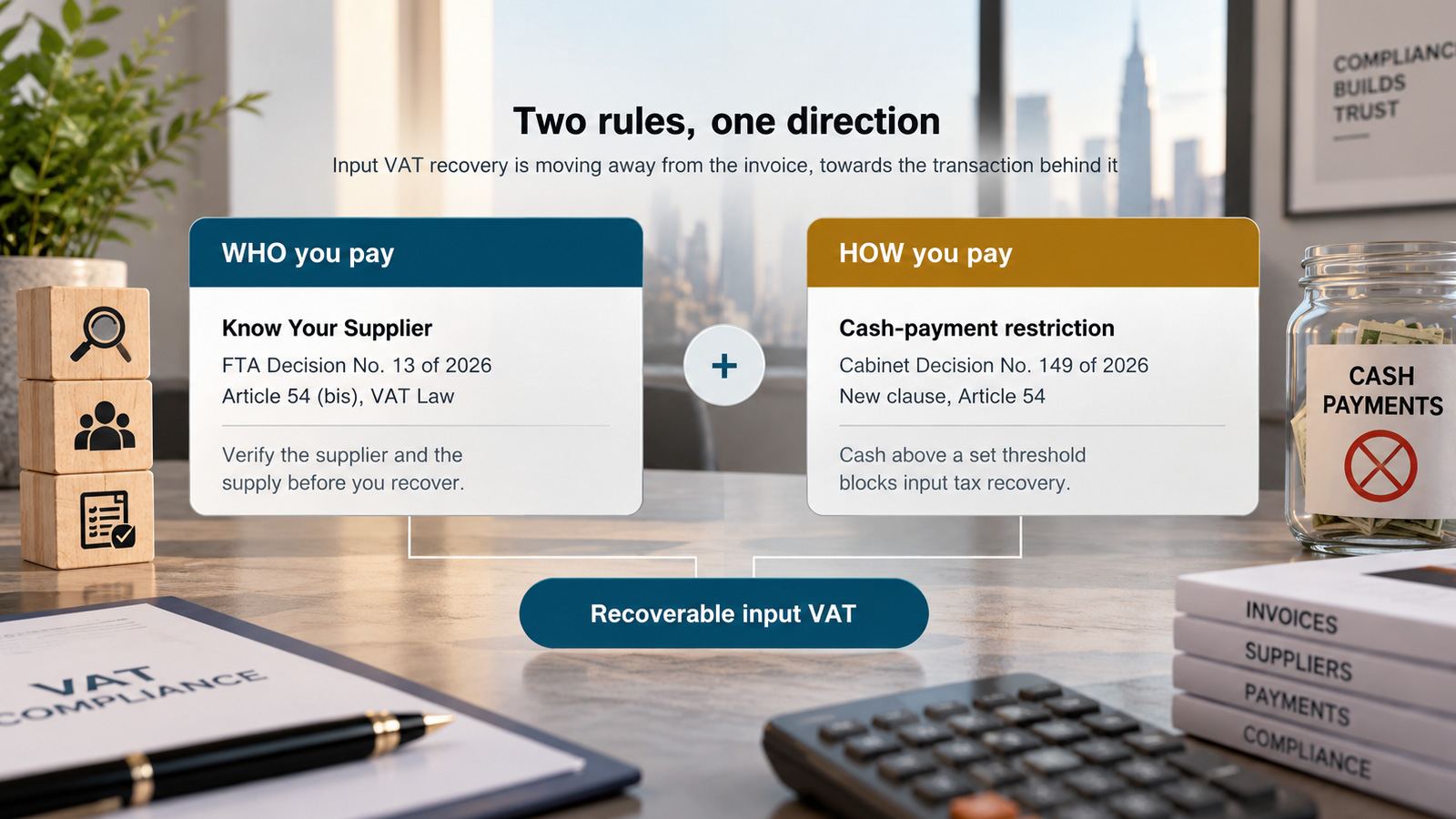 input VAT recovery cash payment UAE